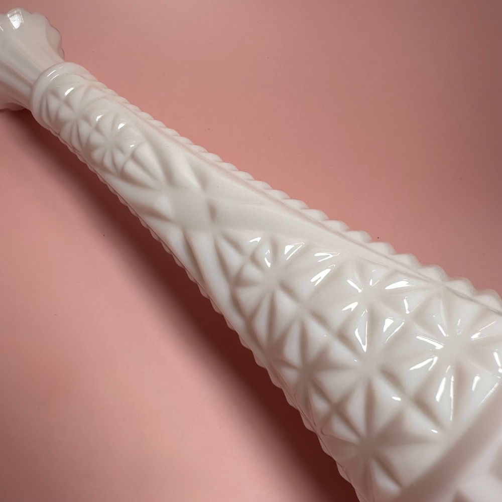 ✨ 3 for $45 DEAL! ✨ Vintage Milk Glass Bud Vase – Diamond Starburst Pattern